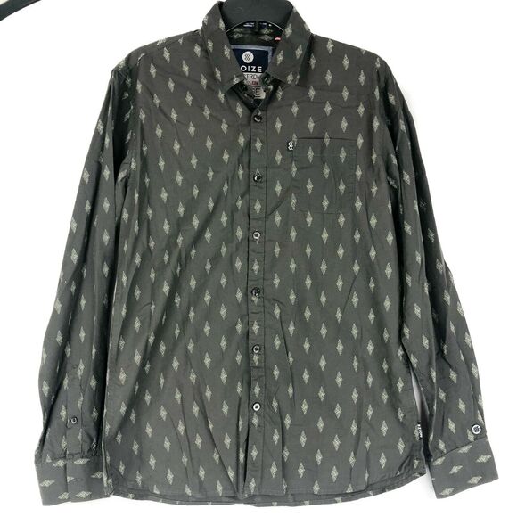 NOIZE Button Up Shirt Men Size L All Over Print Long Sleeve 100% Cotton - Picture 1 of 5